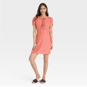 NEW Target Universal Thread Tie Front Flutter Sleeve Pink Mini Dress MEDIUM